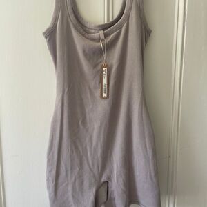 SKIMS Ribbed Bodysuit in gray color